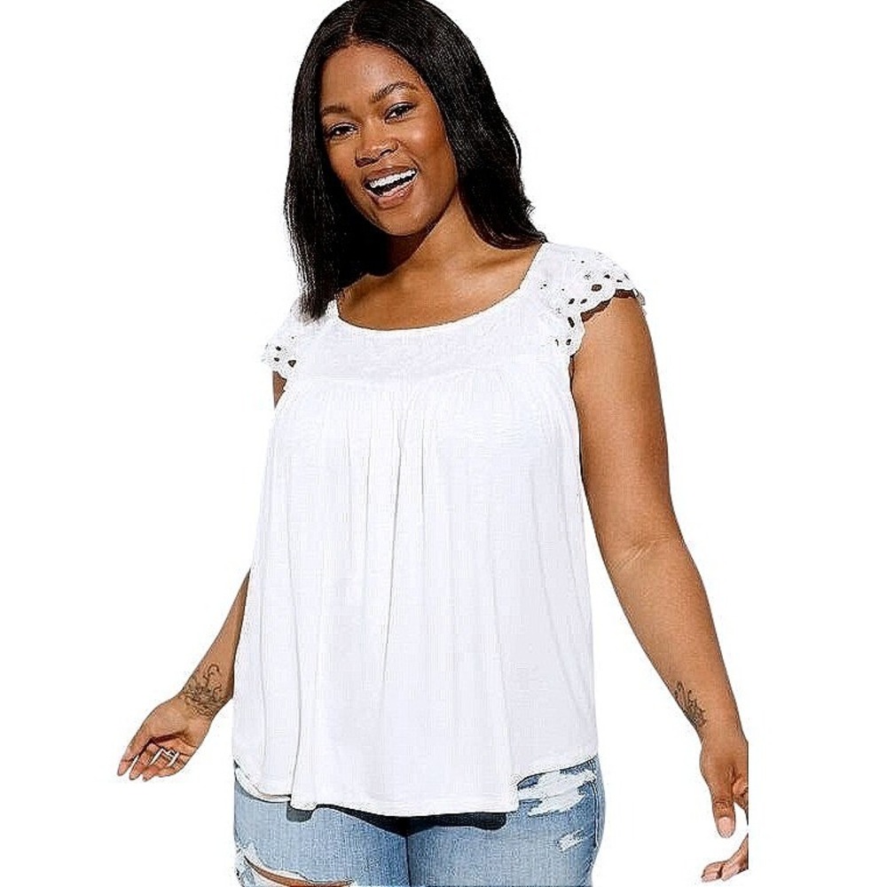 NWT Torrid Knit Square Neck Eyelet Top 2X